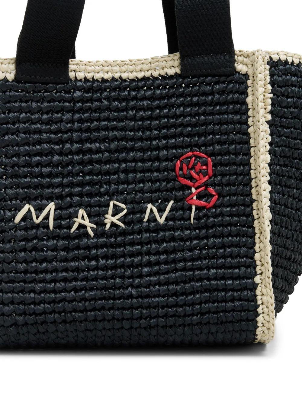 logo-embroidered woven tote bag Product Image