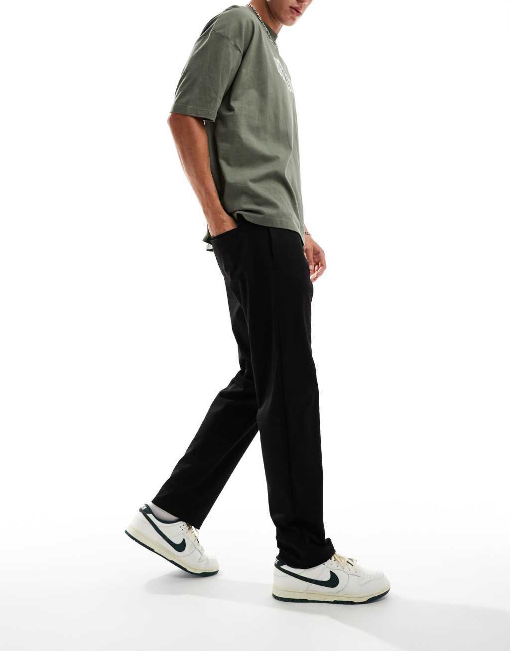 Jack & Jones drawstring tapered pants in black Product Image