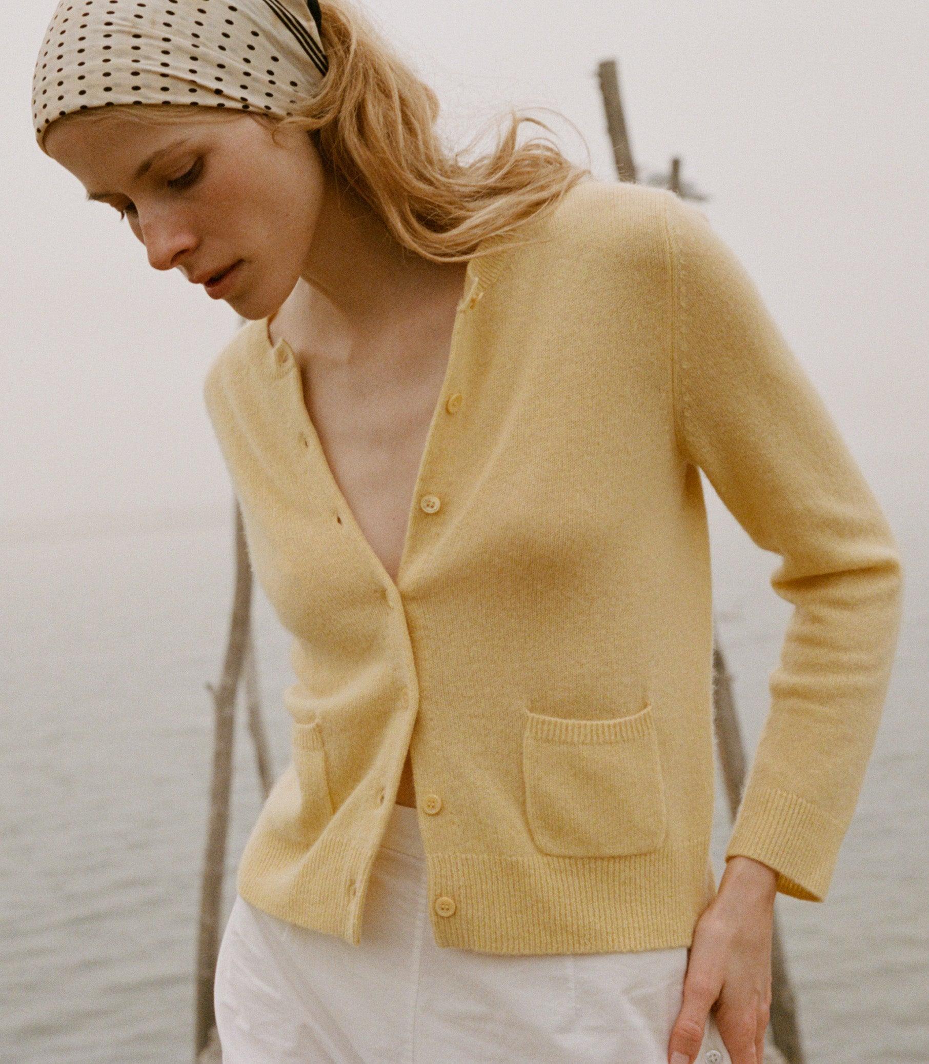 FREYA CASHMERE CARDIGAN -- LEMON CHIFFON Product Image