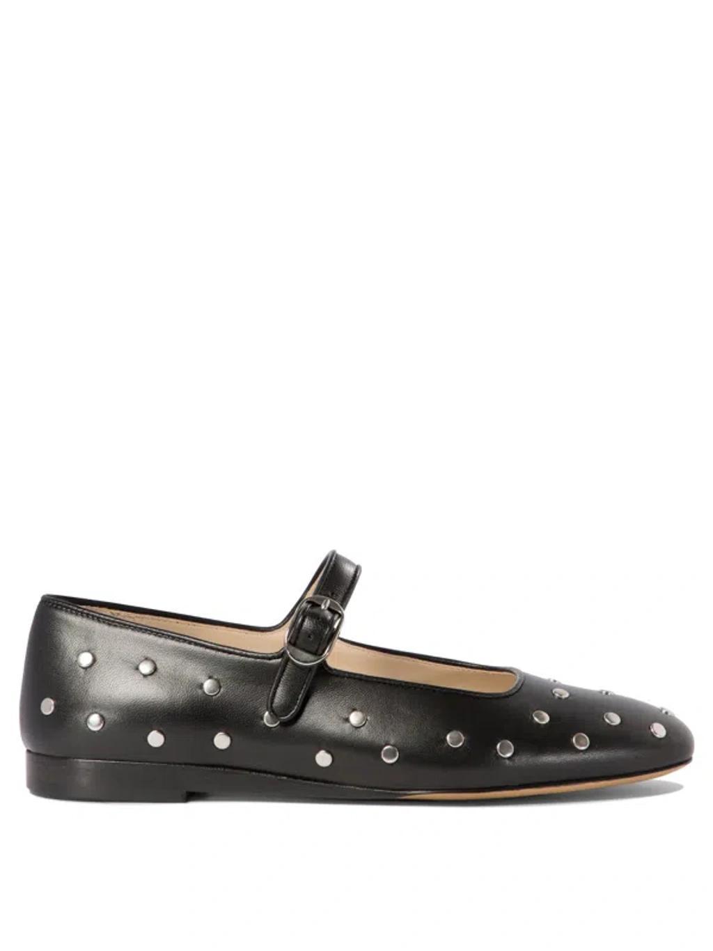 Mary Jane Studded Ballerina Shoes In Black Product Image