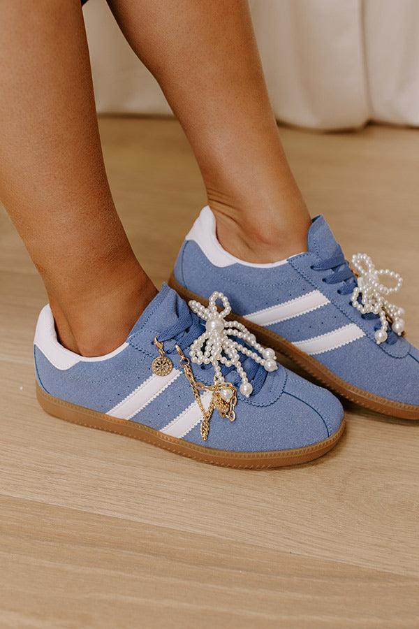 The Kimber Faux Suede Charm Sneakers in Airy Blue Product Image