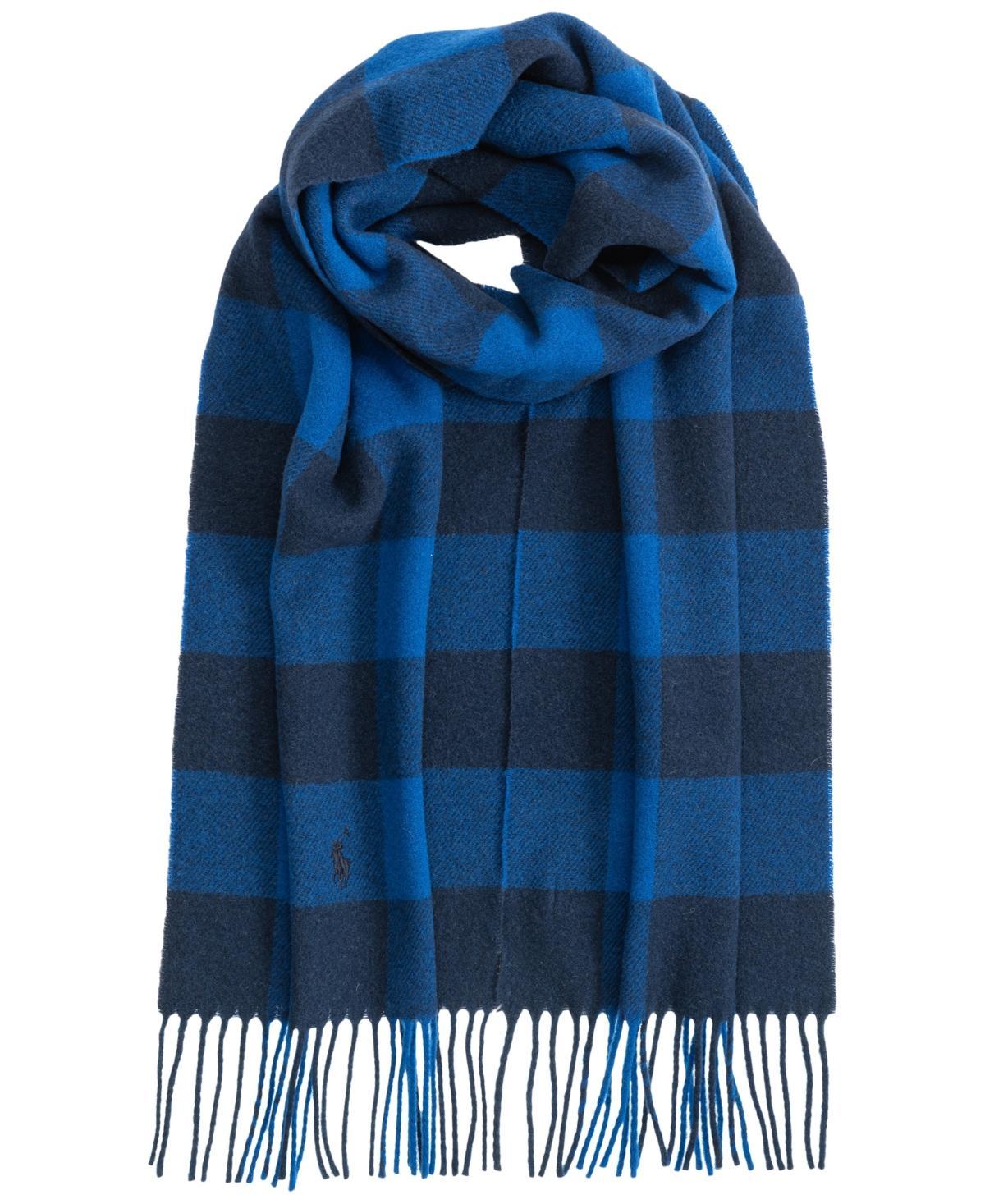 Polo Ralph Lauren Mens Woolen Plaid Scarf - Navy/red Product Image