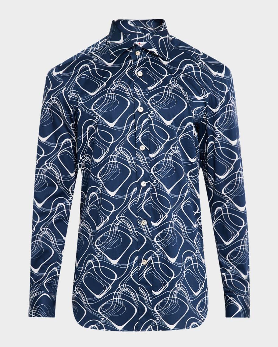 Mens Cotton Wave-Print Sport Shirt Product Image