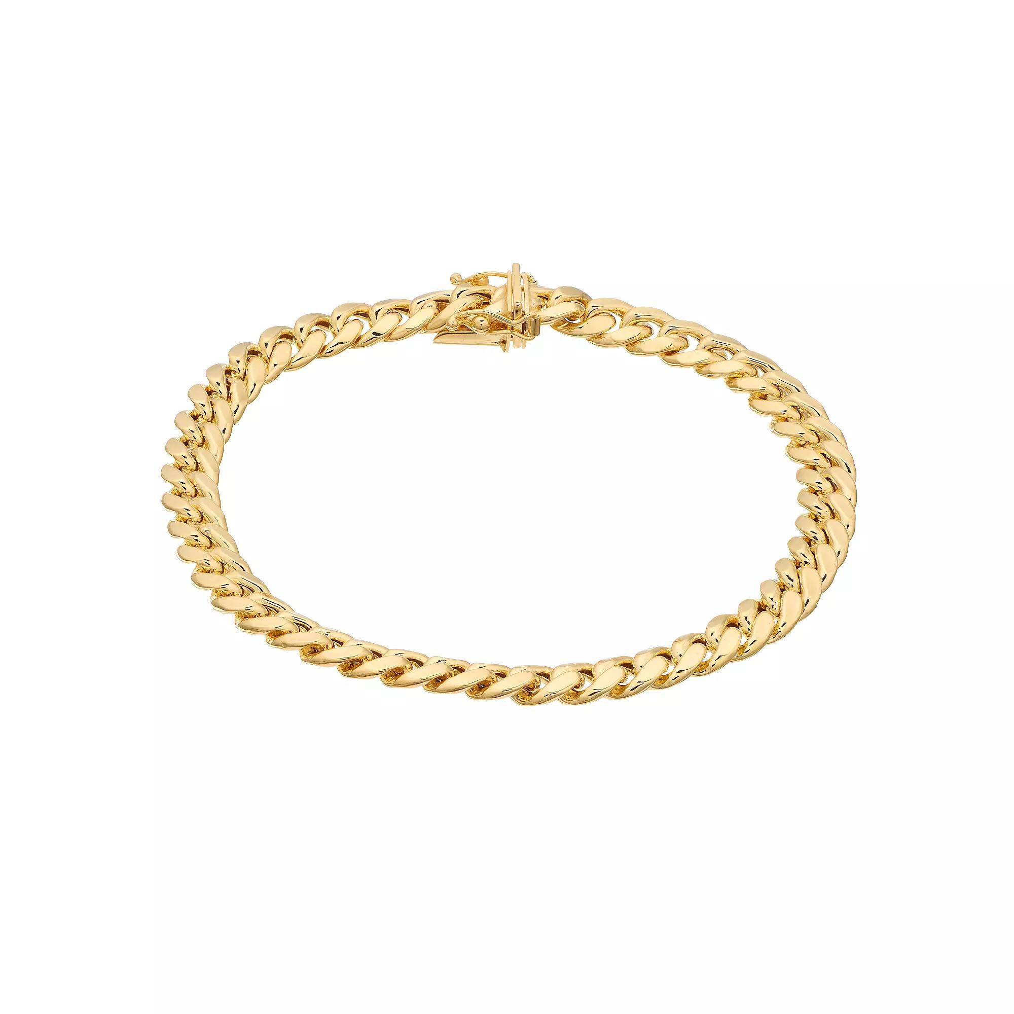 14K Gold Semi Solid Miami Cuban Bracelet, Women's, Size: 8.5" Product Image