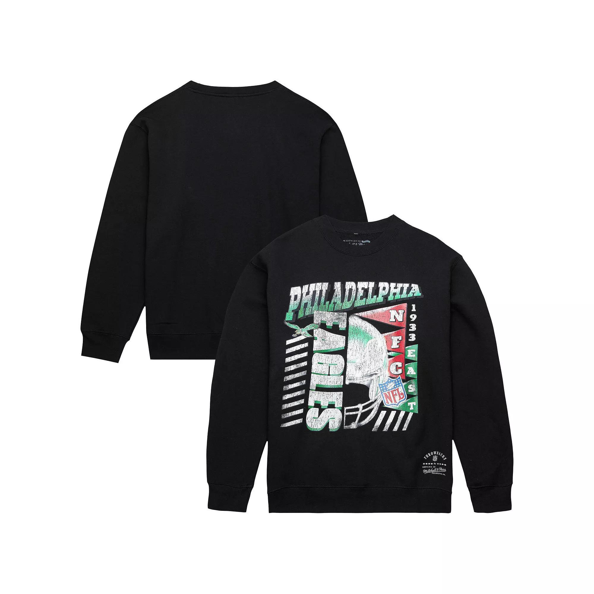 Men's Mitchell & Ness  Black Philadelphia Eagles Easy Cool Pullover Sweatshirt, Size: Small Product Image