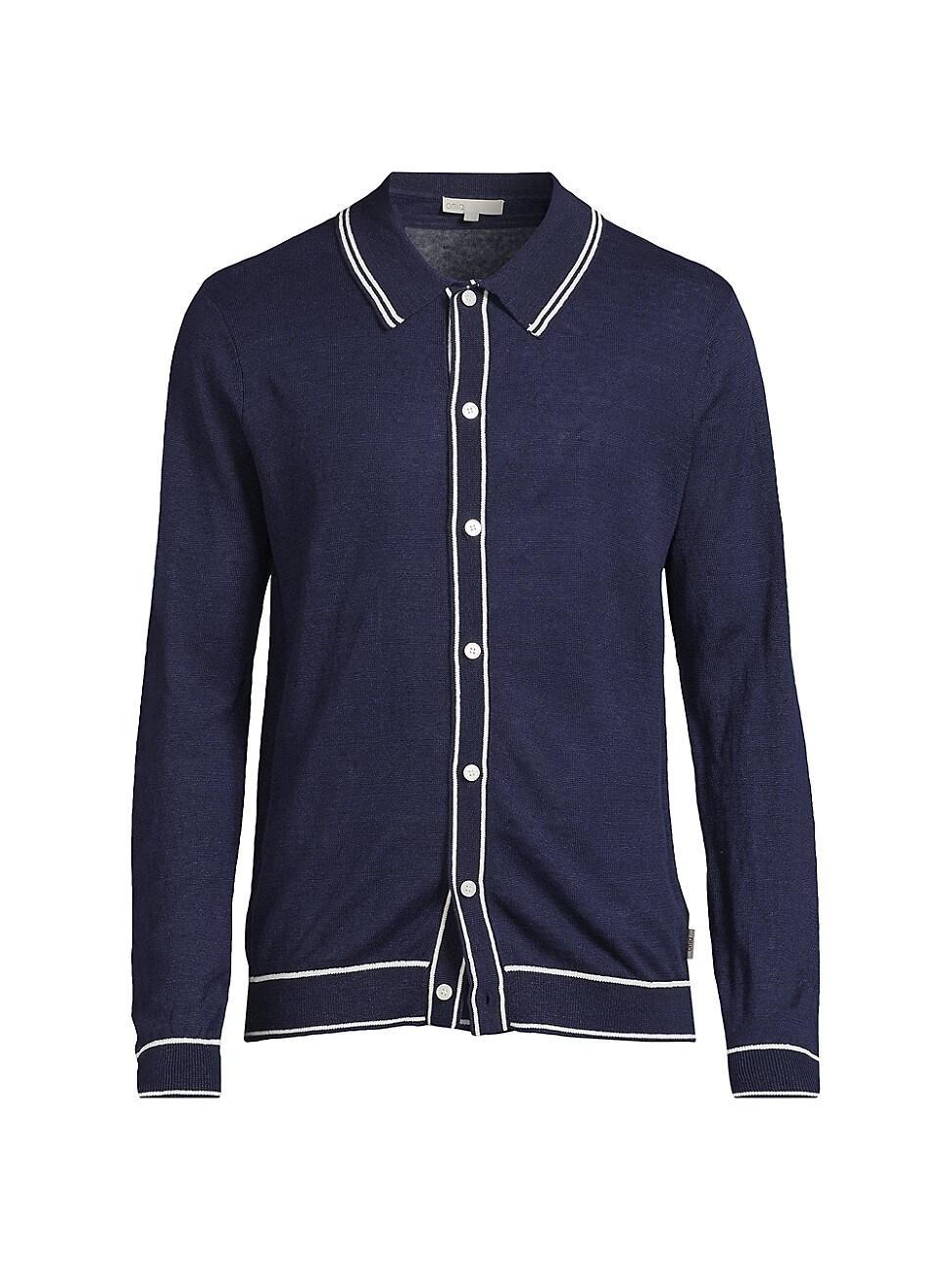 Mens Linen Long-Sleeve Polo Sweater Product Image