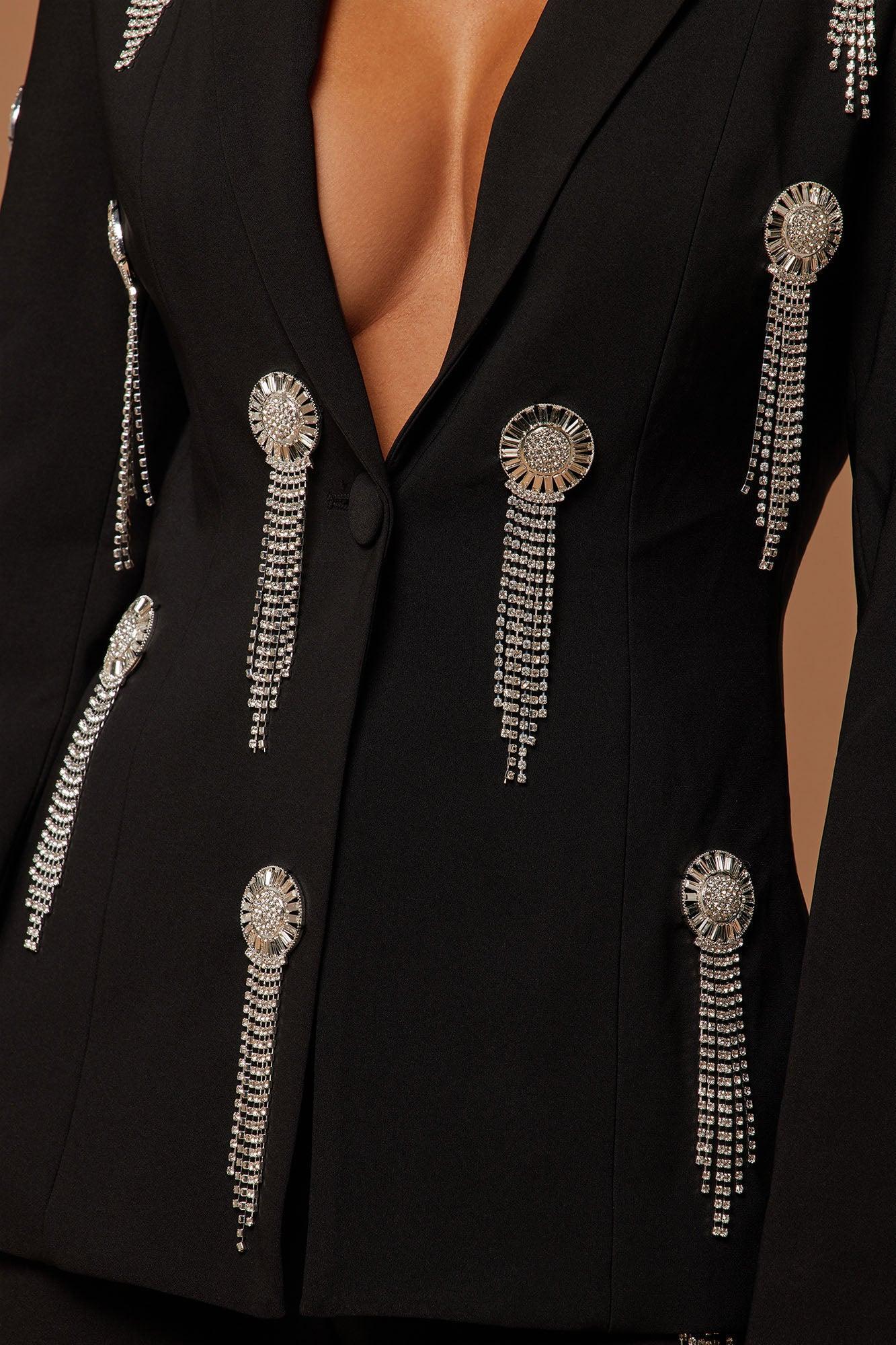 Ramona Embellished Blazer - Black Product Image