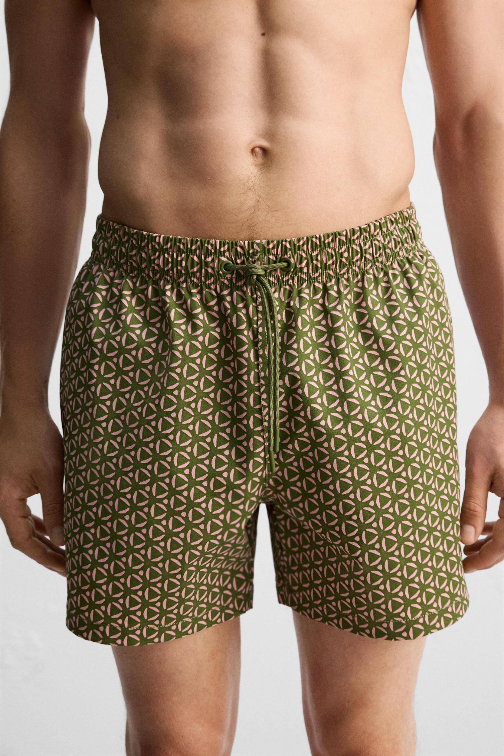 GEOMETRIC PRINT MID-LENGTH SWIMSUIT Product Image