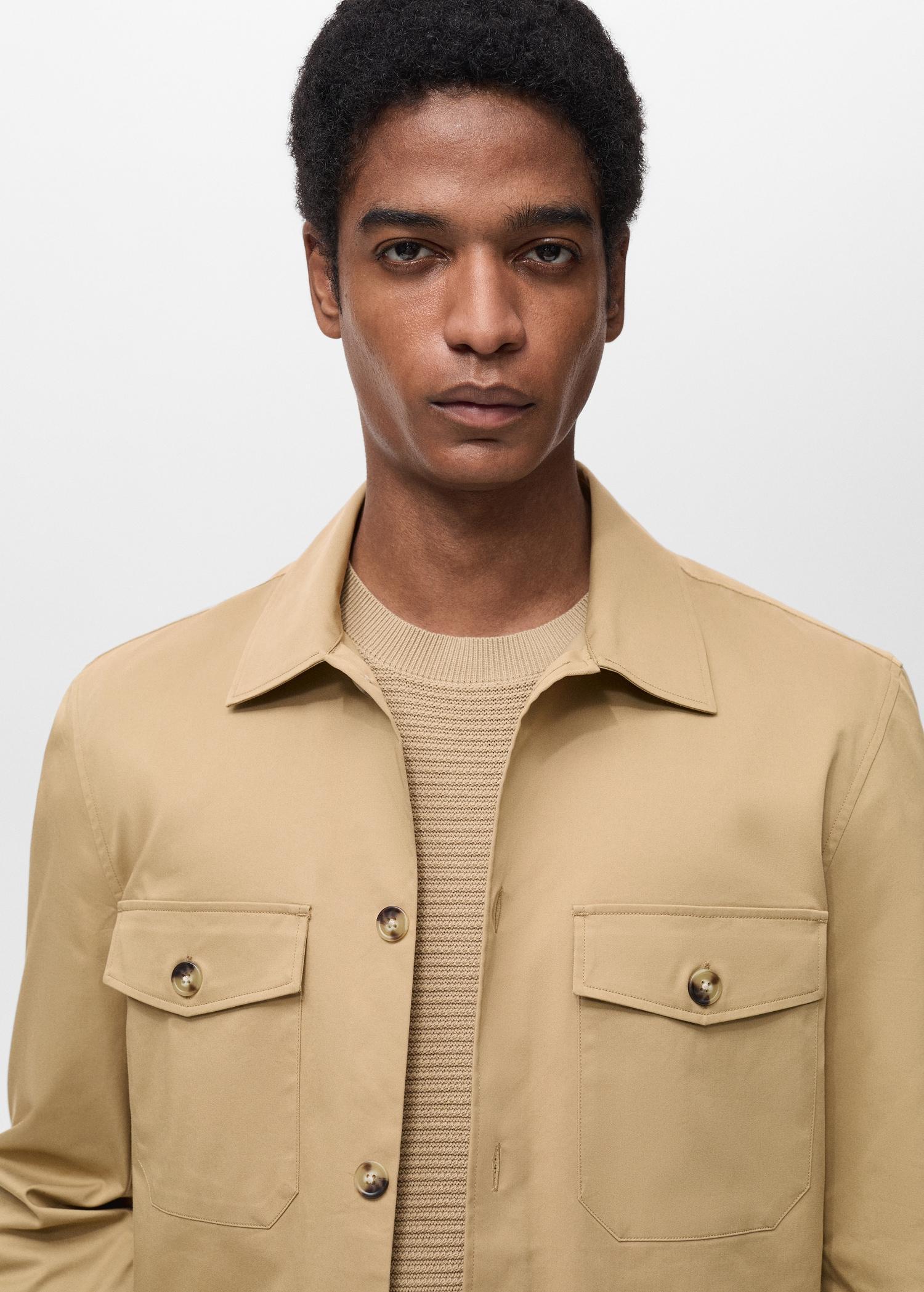 Regular-fit cotton overshirt with pockets - Men | MANGO USA Product Image
