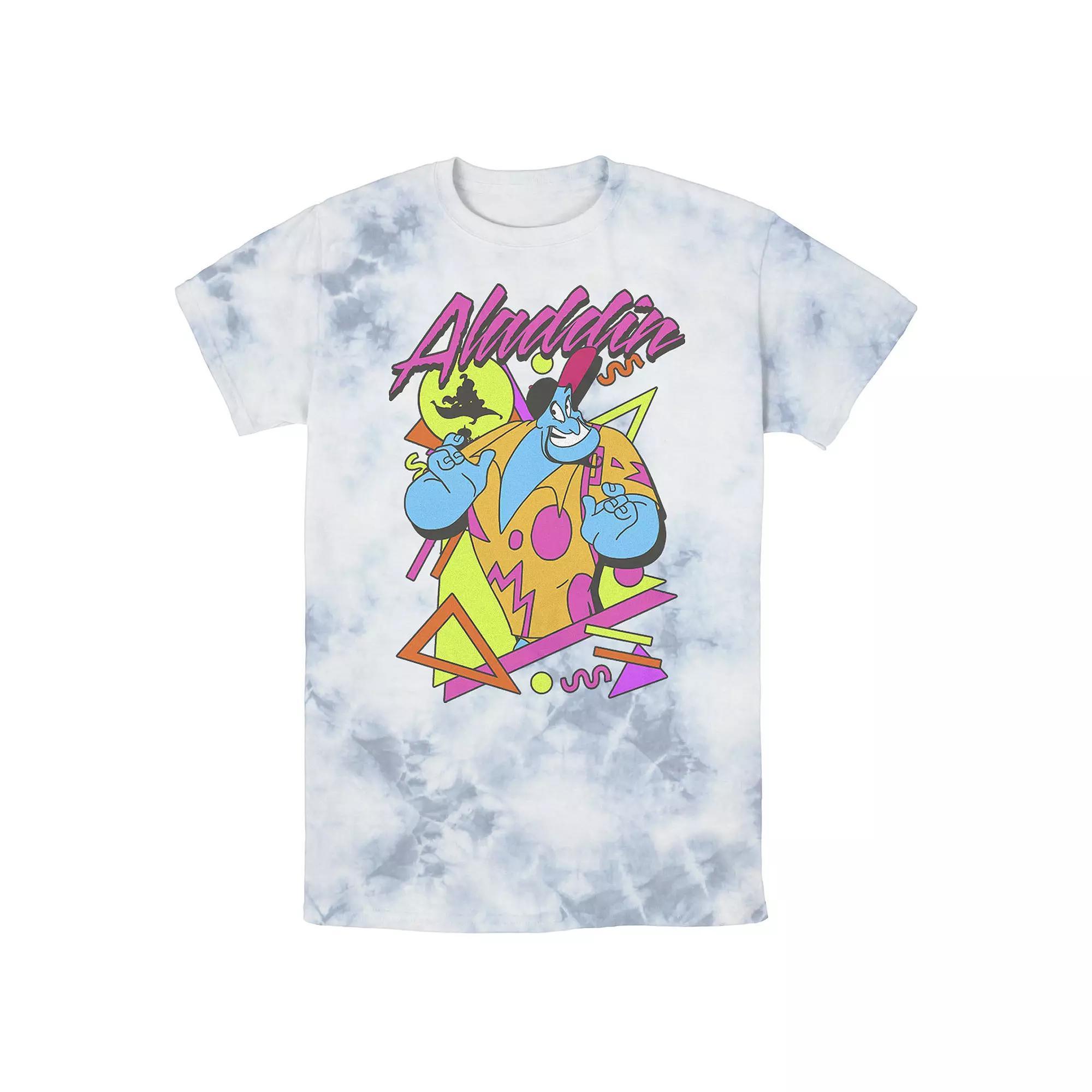 Men's Disney Aladdin Genie In A Shirt Retro Abstract Bomabrd Wash Tee, Size: Large, Black Grey Product Image