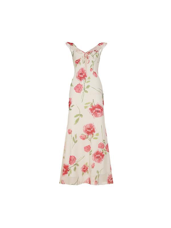 Resort Style Floral Print Maxi Dress Product Image