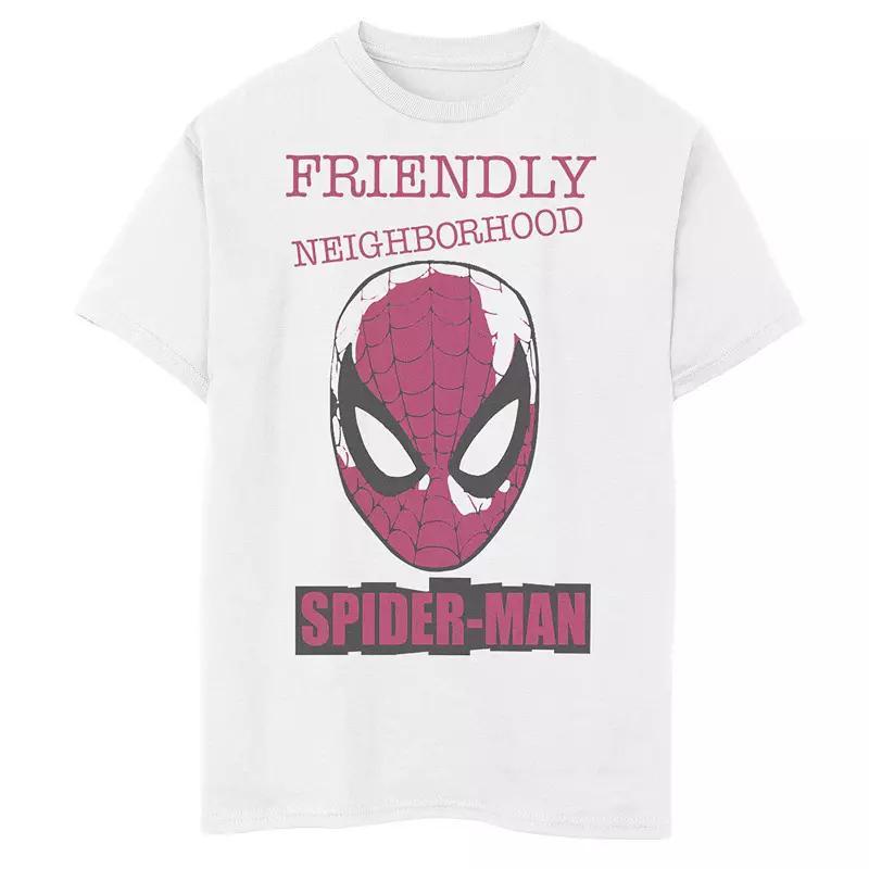 Boys 8-20 Marvel Spider-Man Friendly Neighborhood Front Face Portrait Graphic Tee, Boys Athletic Grey Product Image