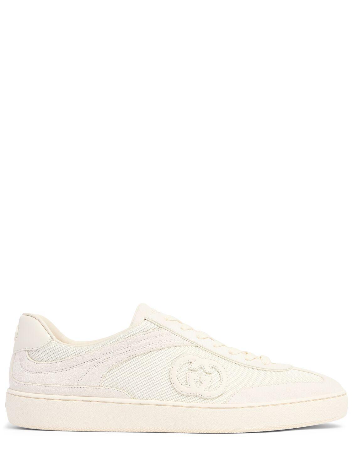 GUCCI Men's G74 Canvas And Suede T-toe Low-top Sneakers In Off White Product Image