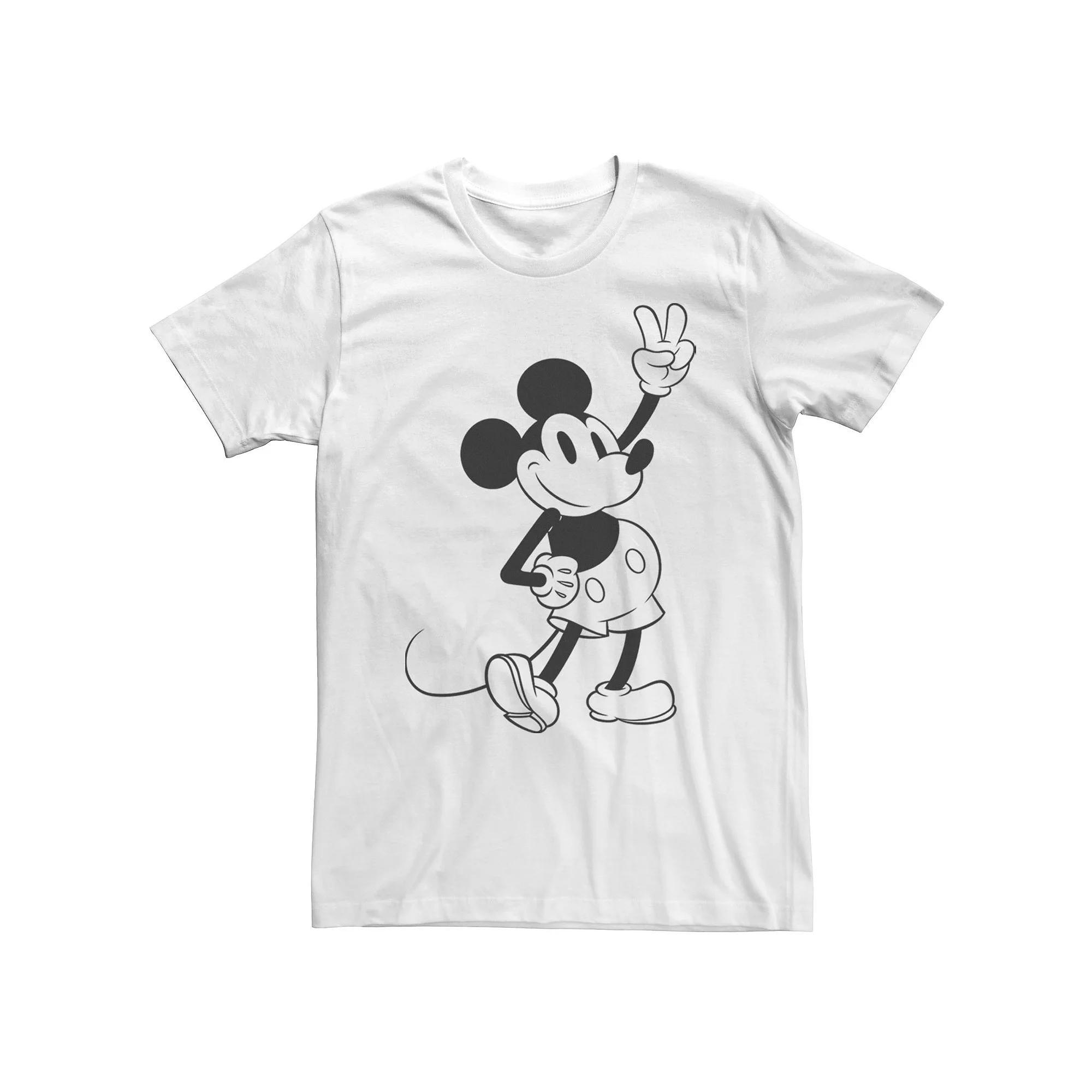 Big & Tall Disney Mickey & Friends Mickey Peace Outline Tee, Men's, Size: 4XL Tall, White Product Image