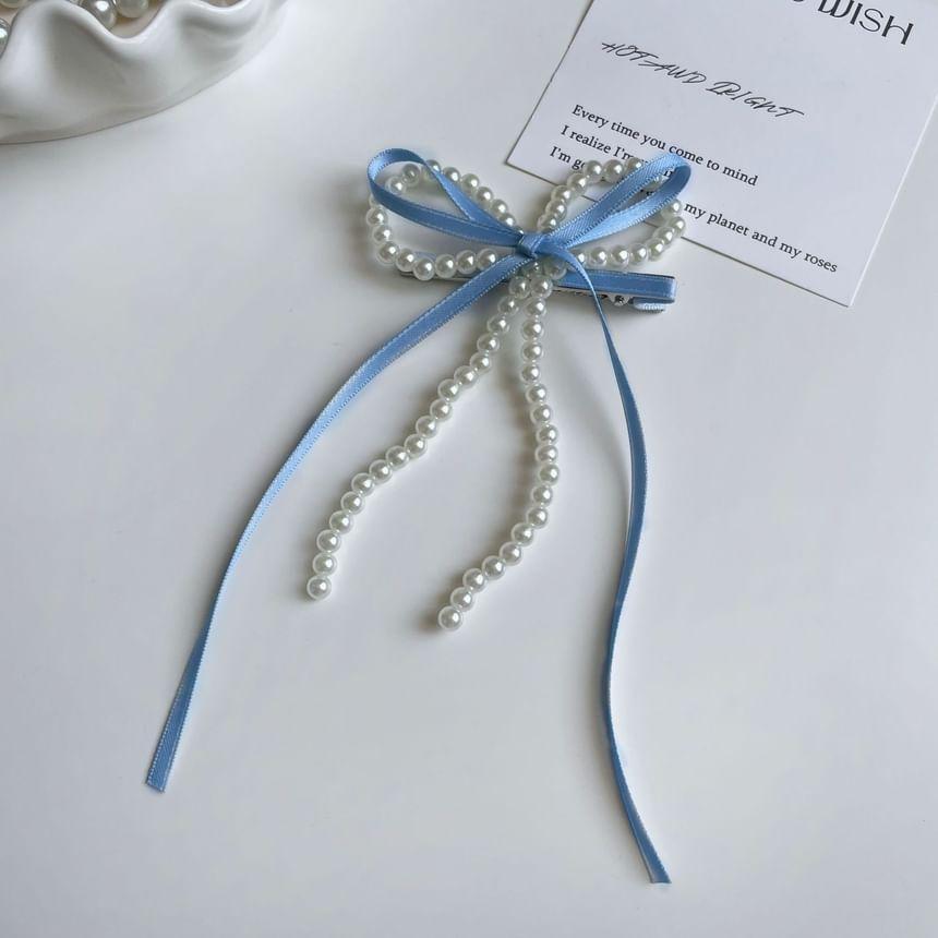 Bow Faux Pearl Hair Clip Product Image