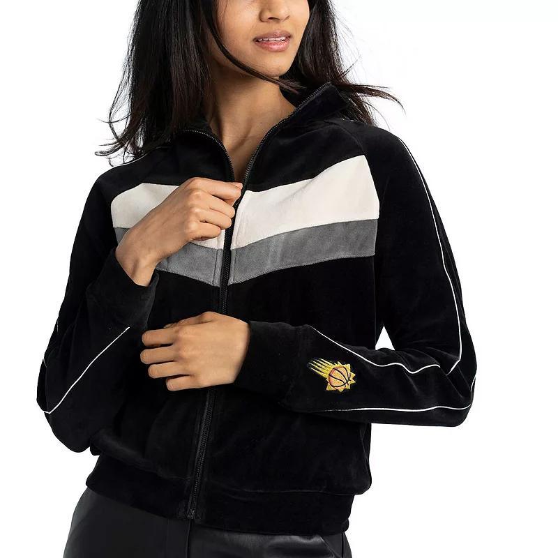 Womens Lusso Black Phoenix Suns Nixie Colorblock Chevron Raglan Full-Zip Track Jacket Product Image