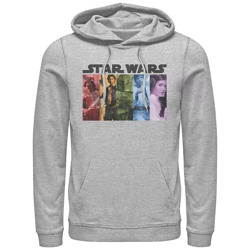 Men's Star Wars Characters Color Panel Graphic Hoodie, Size: XL, Athletic Grey Product Image