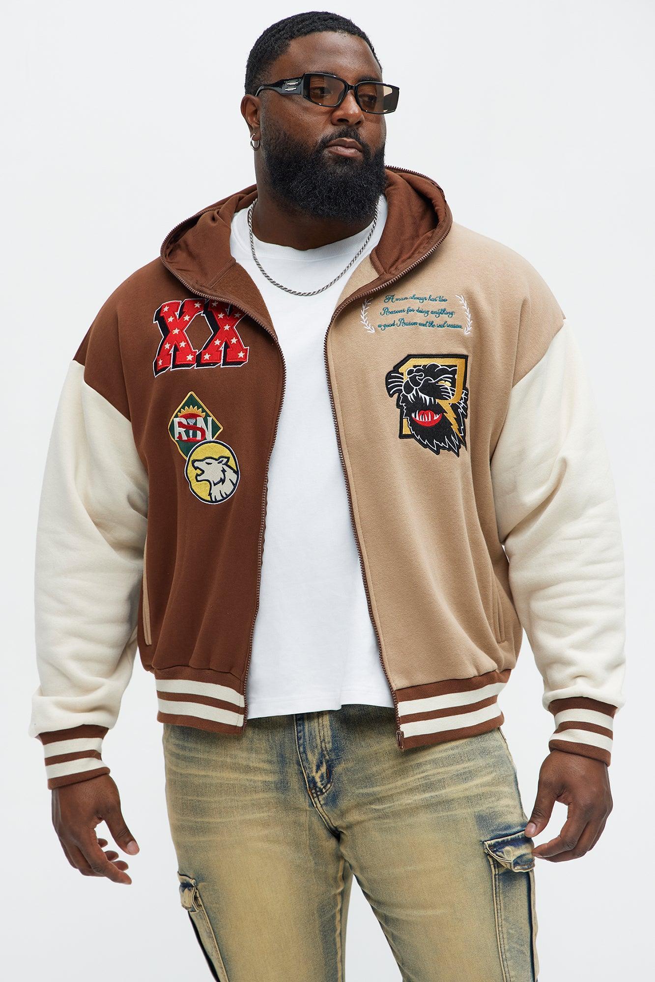 XX Varsity Zip Up Hoodie - Brown Product Image