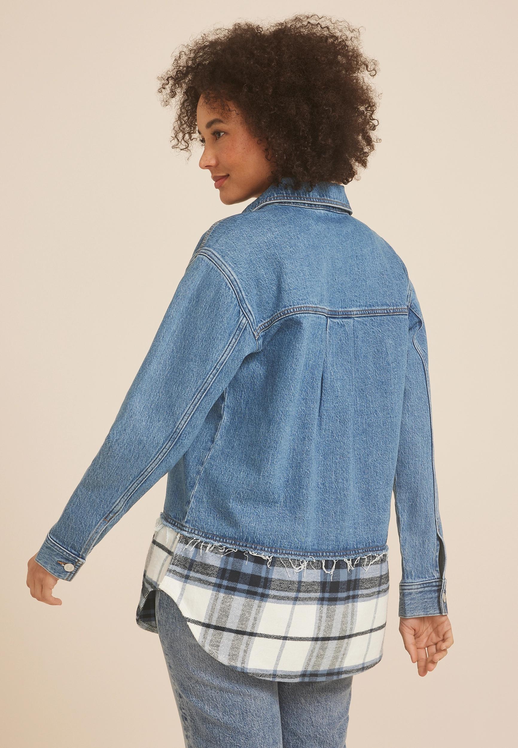 Denim Plaid Shacket Product Image