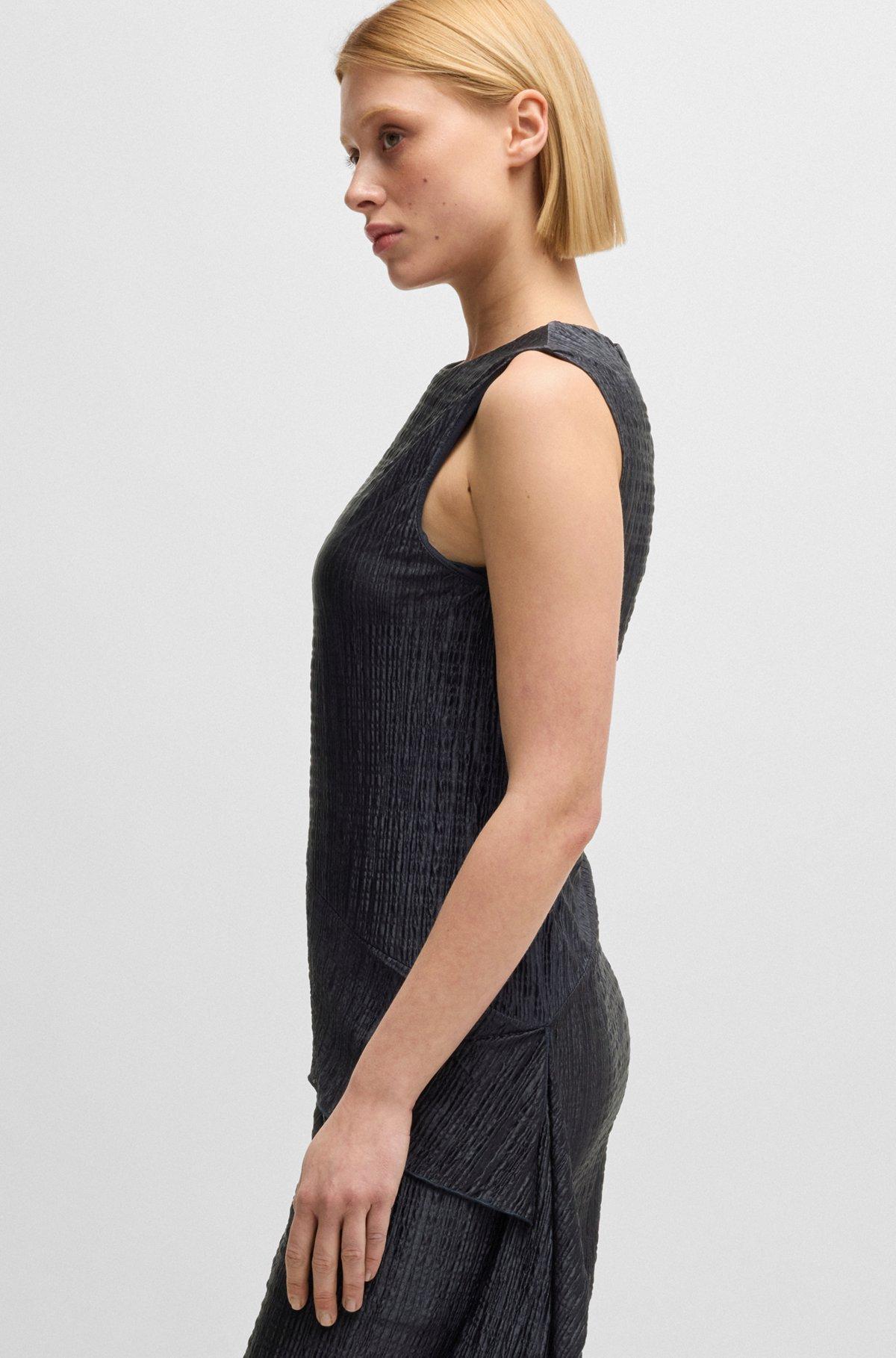 BOSS - Plissé dress with layered effect - Dark Blue Product Image