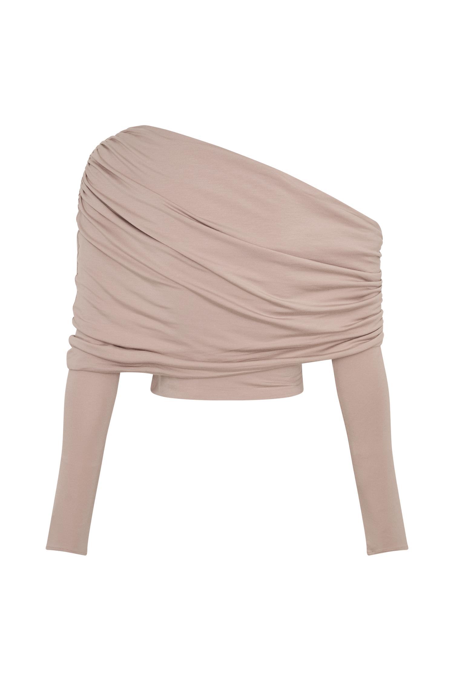 Corinna Modal One Shoulder Top - Mushroom Product Image