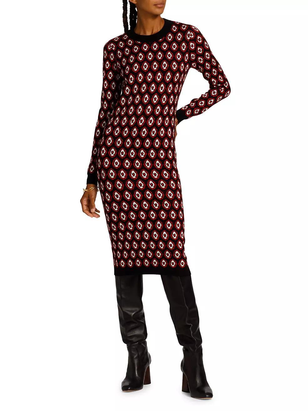 Cut-Out Jacquard Knit Dress Product Image