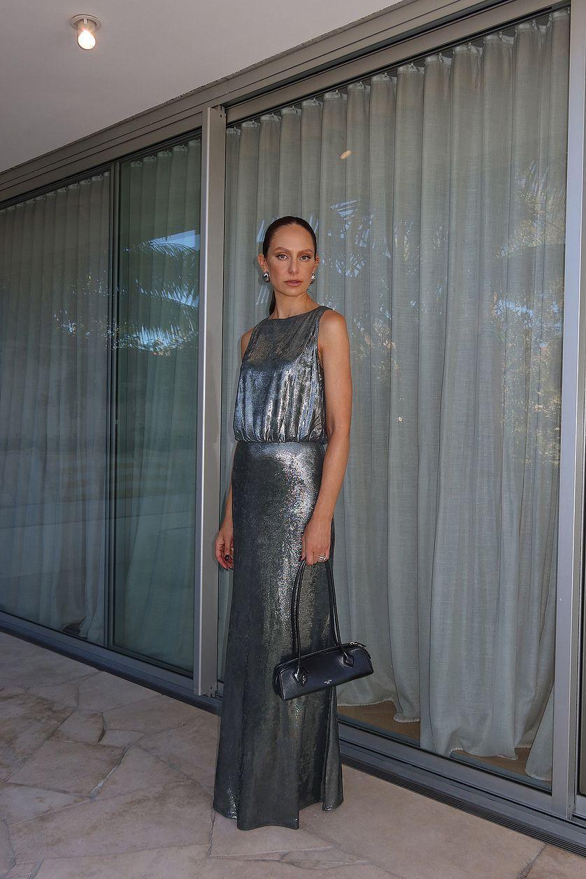 Draped Shiny Dress Product Image