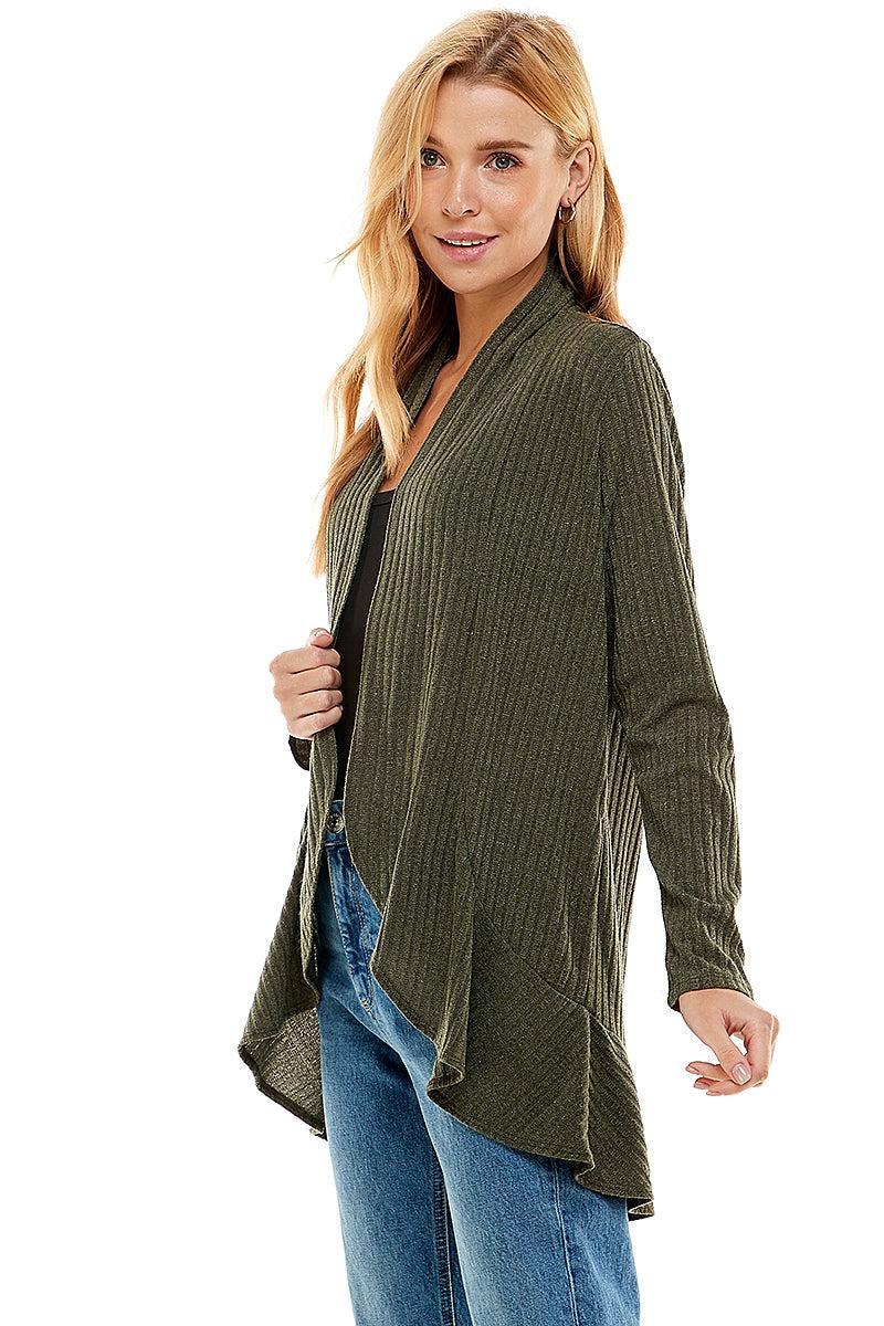 Ruffled Ribbed Cardigan Product Image