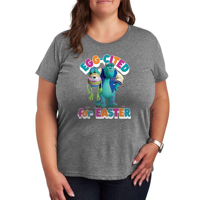 Disney / Pixar's Monsters, Inc. Plus Egg-Cited For Easter Graphic Tee, Women's, Size: 2XL, Grey Gray Product Image