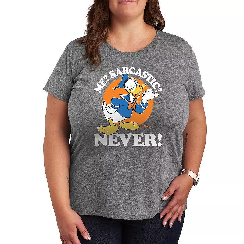 Disney's Donald Duck Me Plus Sarcastic Never Graphic Tee, Women's, Size: 4XL, Heather Grey Product Image