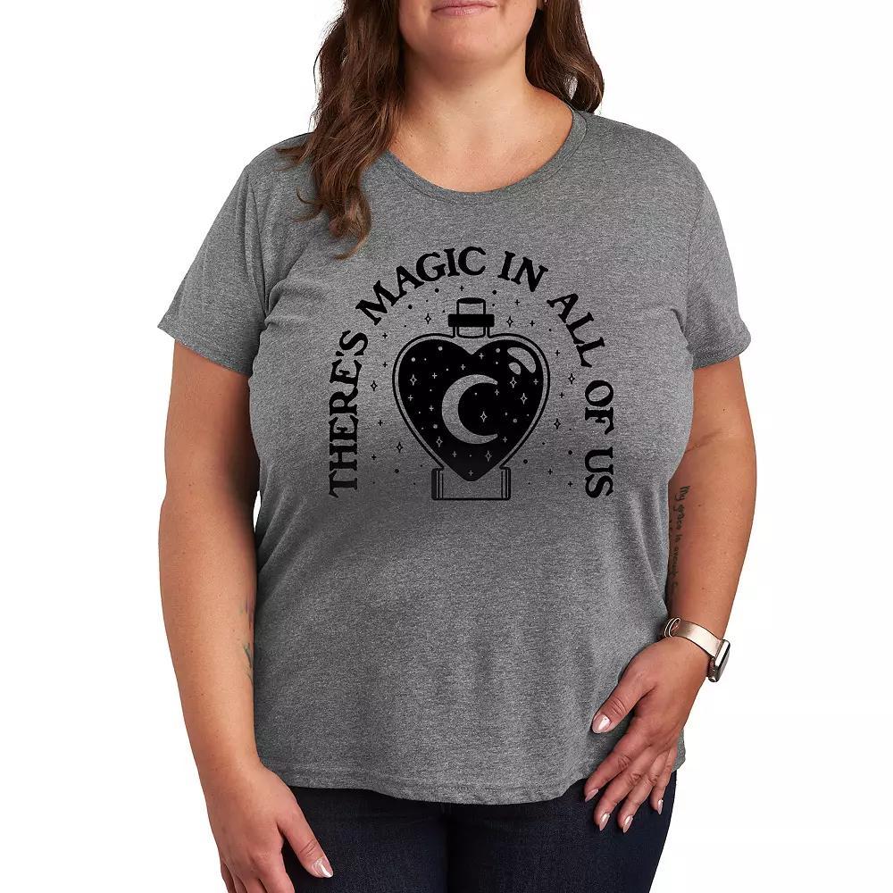 Plus There's Magic in All of Us Graphic Tee, Women's, Size: 1XL, Grey Gray Product Image