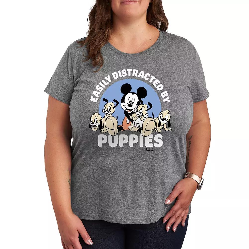 Disney's Mickey Mouse Plus Distracted By Puppies Graphic Tee, Women's,  Product Image
