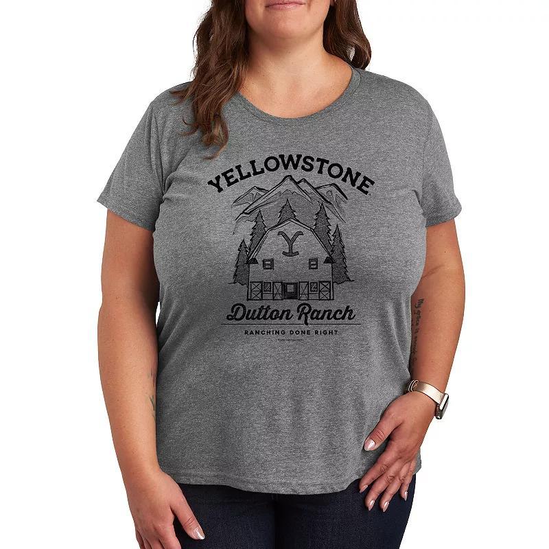 Plus Yellowstone Dutton Ranch Graphic Tee, Women's, Size: 4XL, Grey Gray Product Image