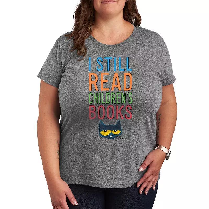 Plus Pete The Cat I Still Read Books Graphic Tee, Women's, Size: 4XL, Grey Gray Product Image