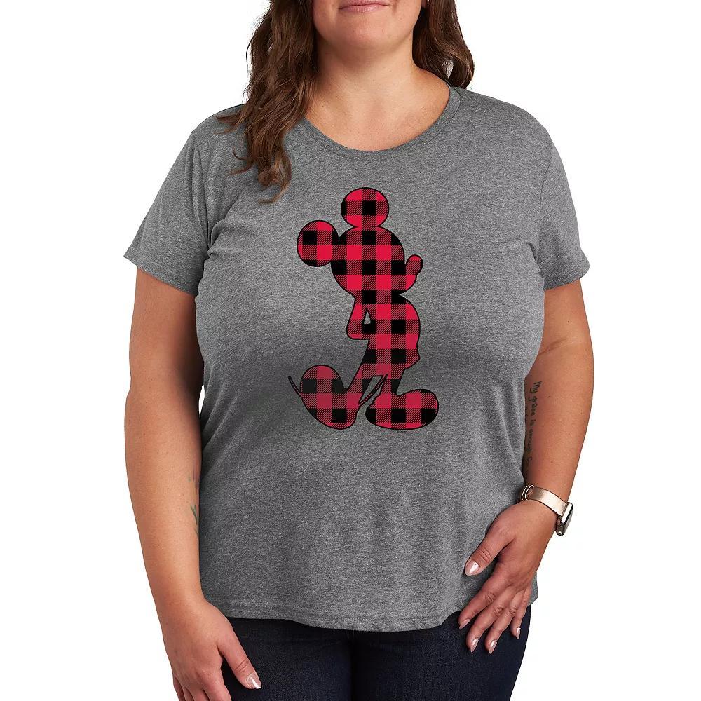 Disney's Mickey Mouse Plus Plaid Graphic Tee, Women's, Size: 3XL, Grey Gray Product Image