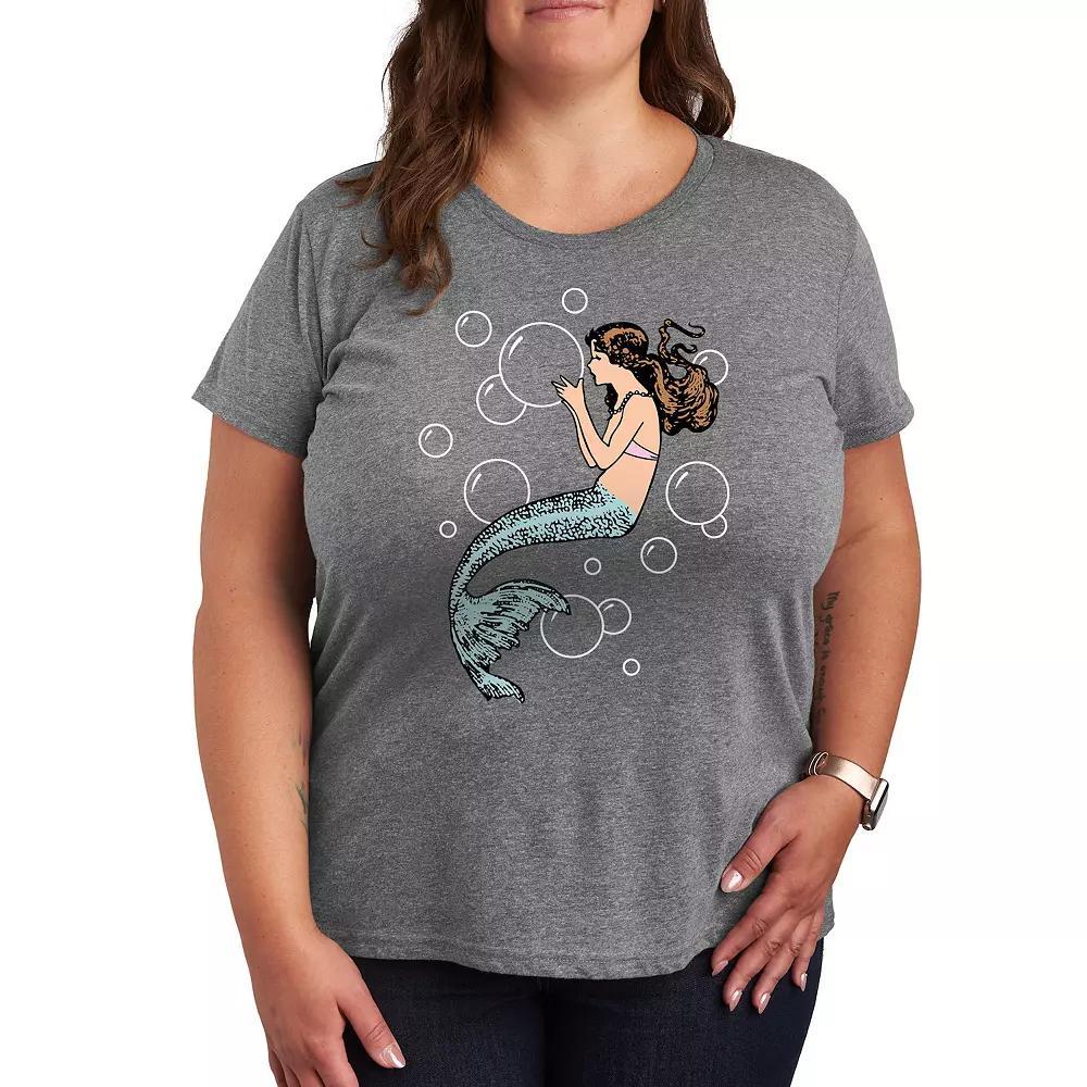 Plus Mermaid Holding Bubbles Graphic Tee, Women's,  Product Image