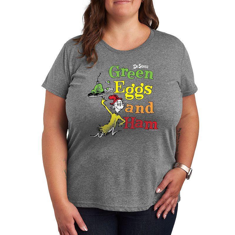 Plus Dr. Seuss Green Eggs And Ham Graphic Tee, Women's, Size: 4XL, Grey Royal Blue Product Image