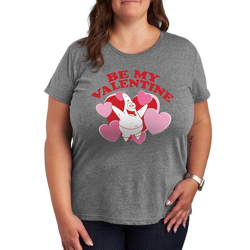 Plus Size SpongeBob Squarepants Valentines Patrick Graphic Tee, Womens Grey Gray Product Image