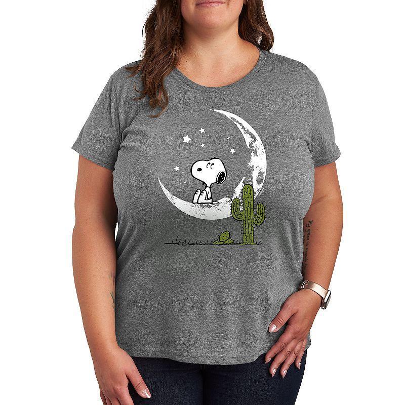 Women's Peanuts Snoopy Desert On Moon Graphic Tee, Girl's, Size: XXL, Grey Gray Product Image