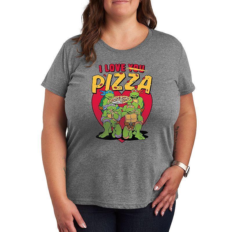 Plus Size Teenage Mutant Ninja Turtles I Love You Pizza Graphic Tee, Women's, Size: 3XL, White Product Image