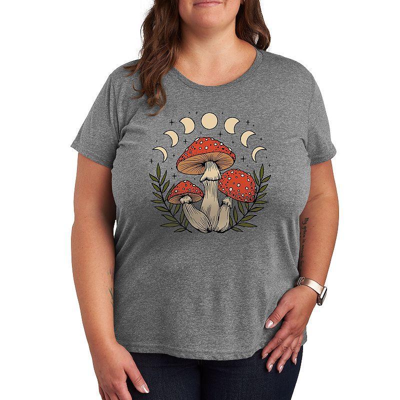 Plus Fall Mushrooms Graphic Tee, Women's, Size: 1XL, Grey Gray Product Image