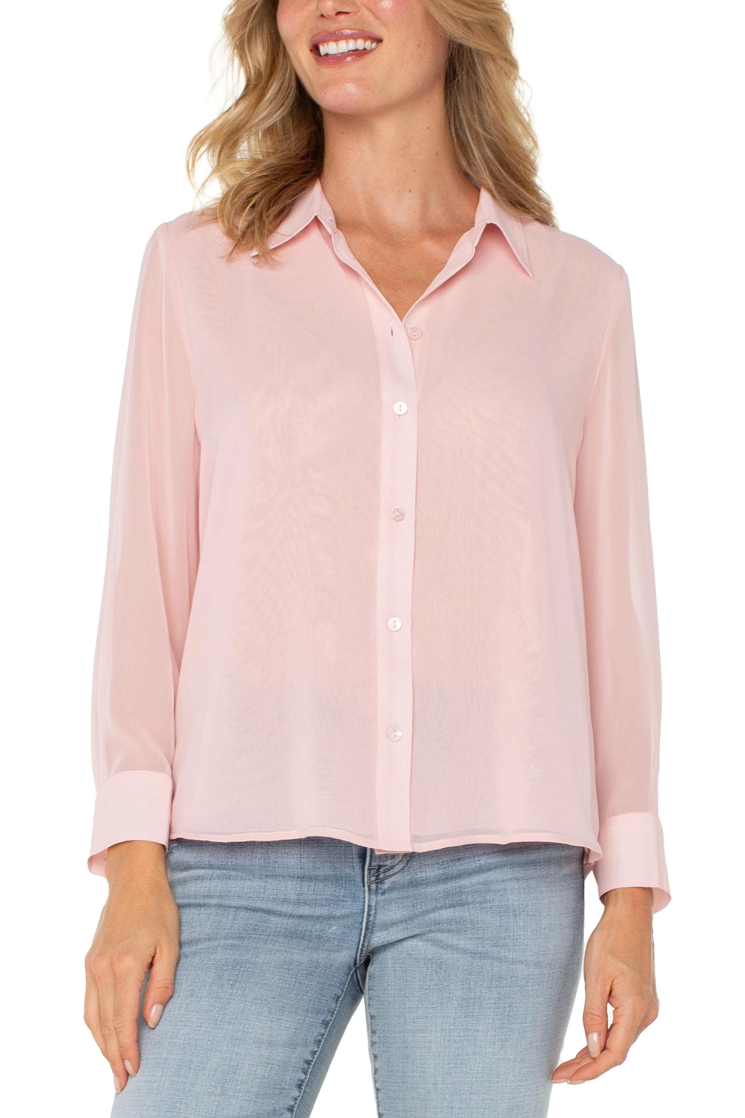 Long Sleeve Woven shirt with pleat back detail Product Image