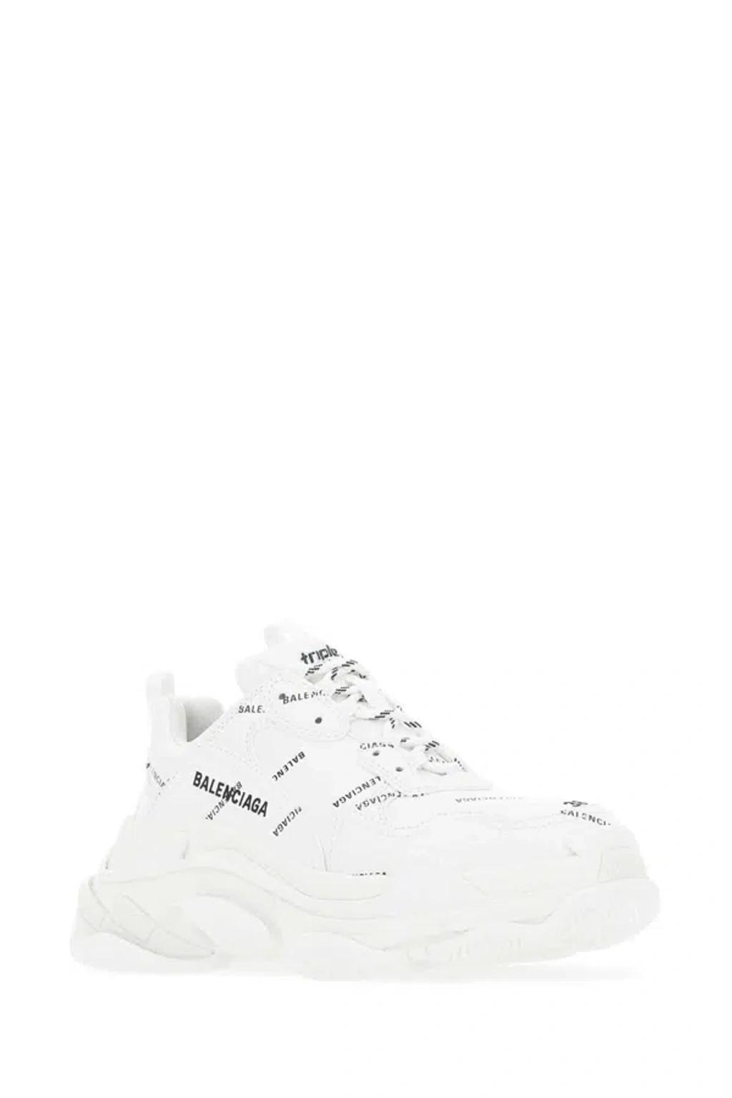 BALENCIAGA Synthetic Leather Triple S Sneakers For Women In White Product Image