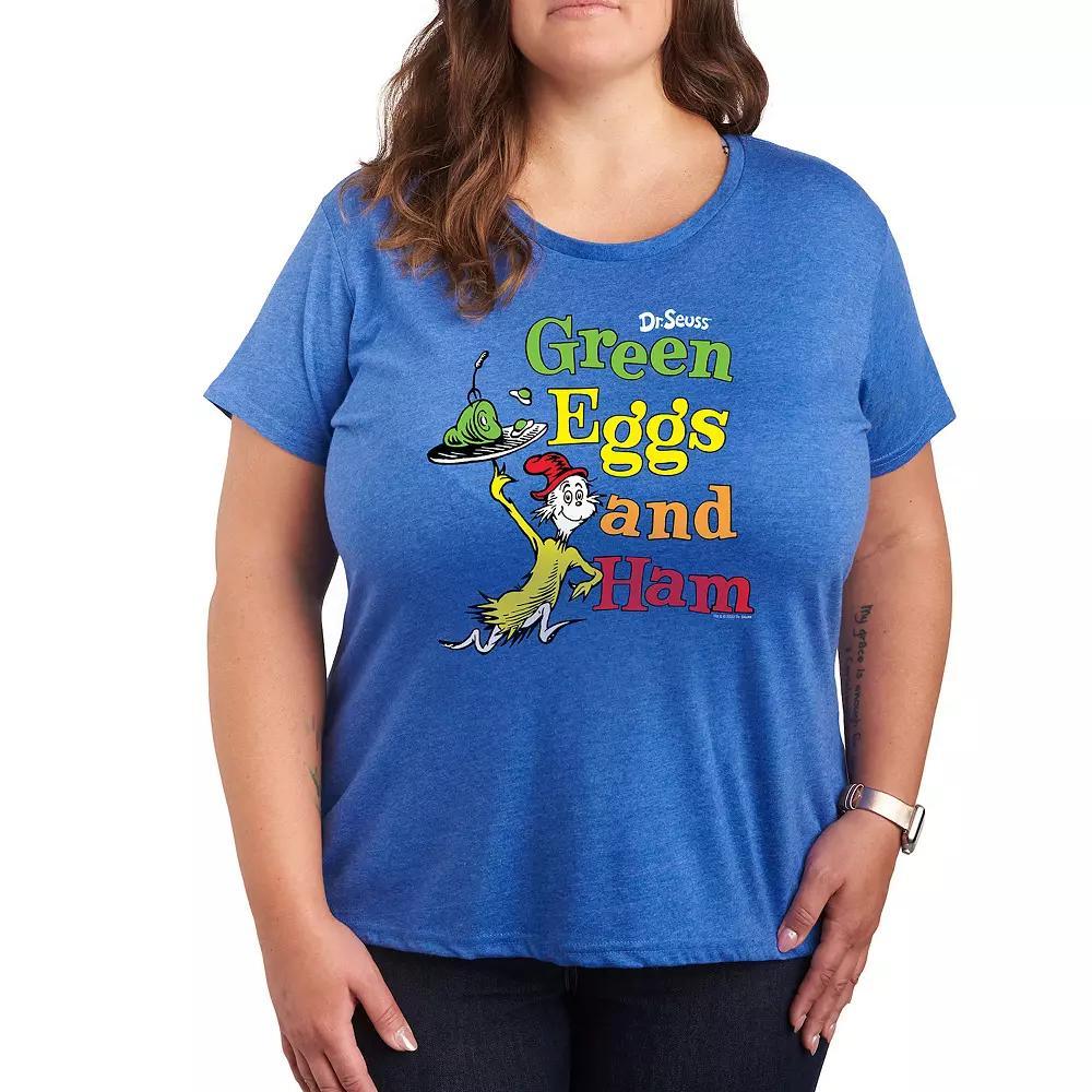 Plus Dr. Seuss Green Eggs And Ham Graphic Tee, Women's, Size: 4XL, Grey Royal Blue Product Image