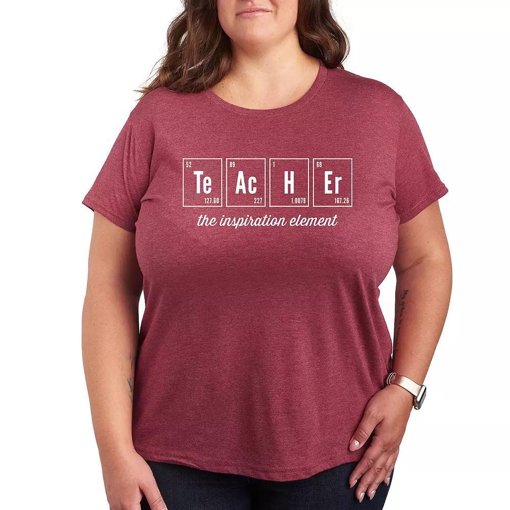 Plus Teacher Element Graphic Tee, Women's, Size: 4XL, Grey Dark Red Product Image