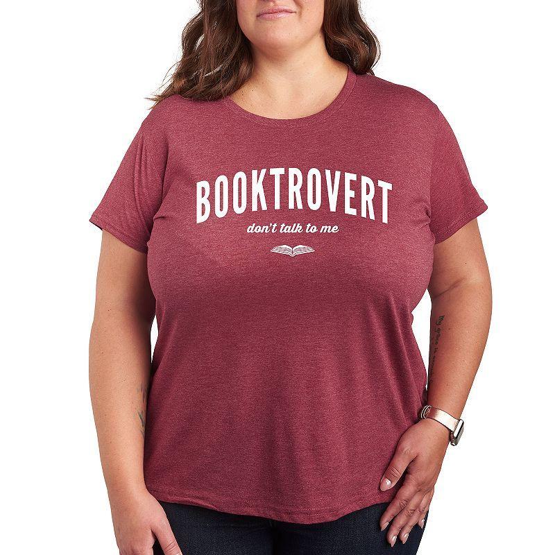 Womens Booktrovert Graphic Tee Grey Dark Red Product Image