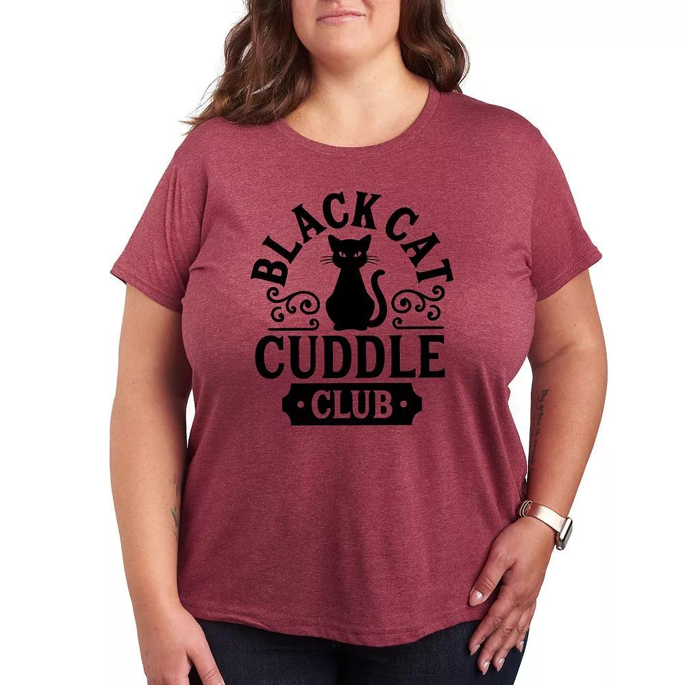 Womens Black Cat Cuddle Club Halloween Tee, Girls Product Image