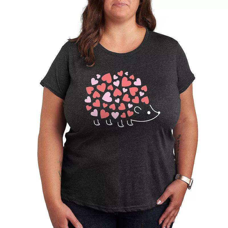 Plus Heart Hedgehog Graphic Tee, Women's, Size: 1XL, Heather Grey Product Image