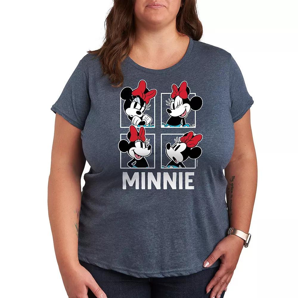 Disney's Minnie Mouse Plus Size Grid Graphic Tee, Women's, Size: 2XL, Grey Blue Product Image