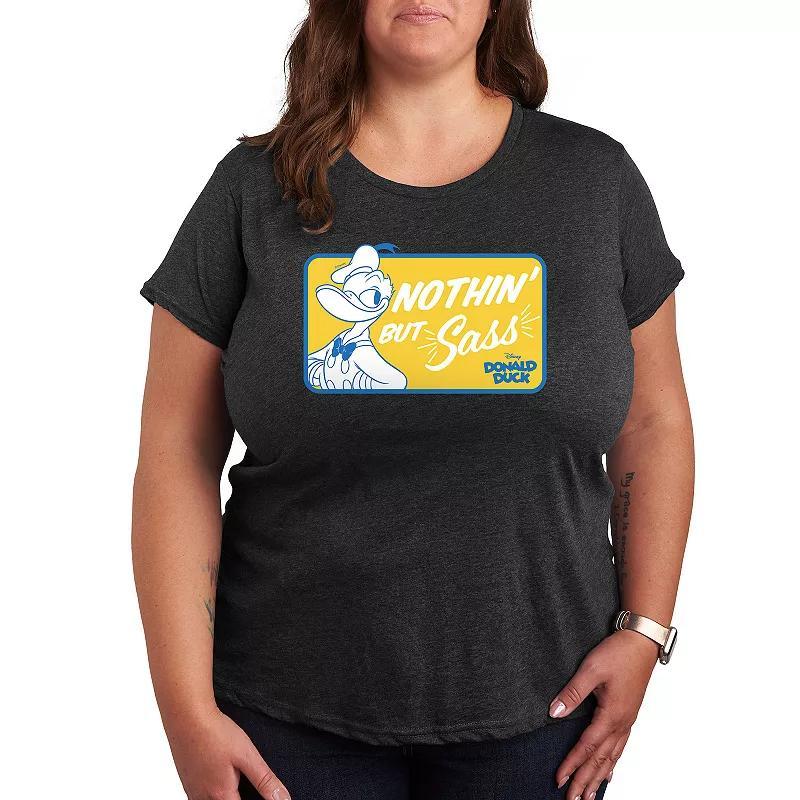 Disneys Donald Duck Plus Nothin But Sass Graphic Tee, Womens Heather Grey Product Image